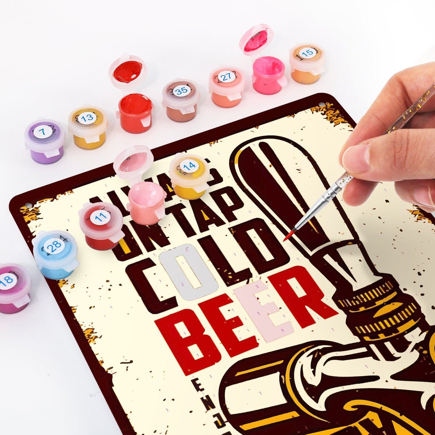 DIYArtCool™ Metal Bar/Posters Art Paint By Numbers- On Tap Cold Bee #04 (20x30cm /7.8"x11.8"）