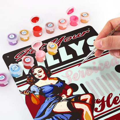 DIYArtCool™ Metal Bar/Posters Art Paint By Numbers- Get Your Willys Serviced #21 (20x30cm /7.8"x11.8"）