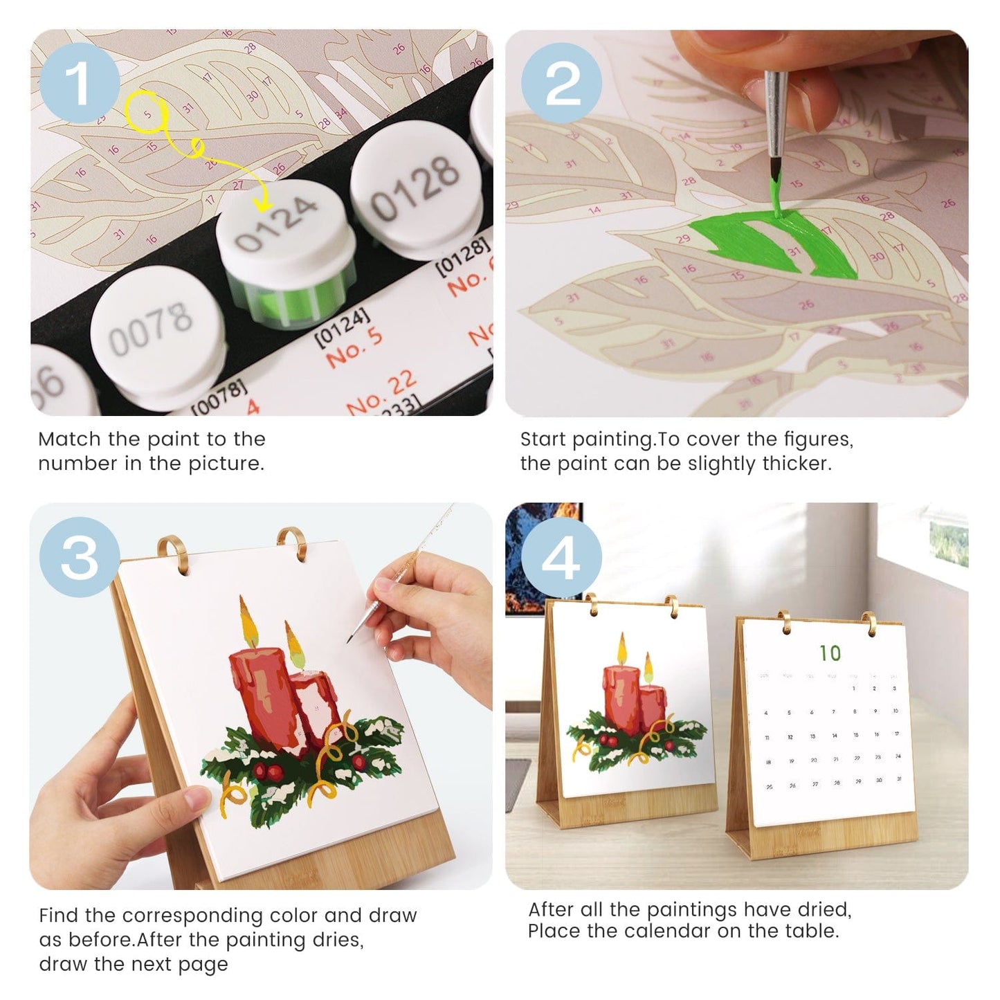 2026 Desk Calendar Series –  Christmas elements /Paint by Numbers(18.2cm x 22.5cm)
