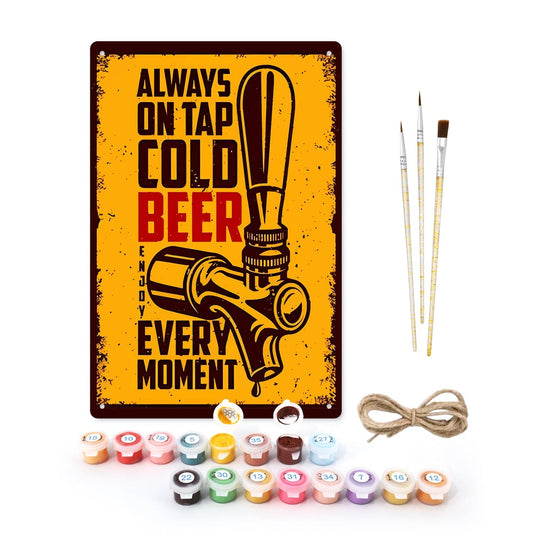 DIYArtCool™ Metal Bar/Posters Art Paint By Numbers- On Tap Cold Bee #04 (20x30cm /7.8"x11.8"）