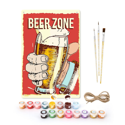 DIYArtCool™ Metal Bar/Posters Art Paint By Numbers- Beer Zone Cheers #03 (20x30cm /7.8"x11.8"）