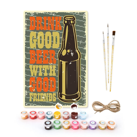 DIYArtCool™ Metal Bar/Posters Art Paint By Numbers- Good Beer & Great Company #11 (20x30cm /7.8"x11.8"）