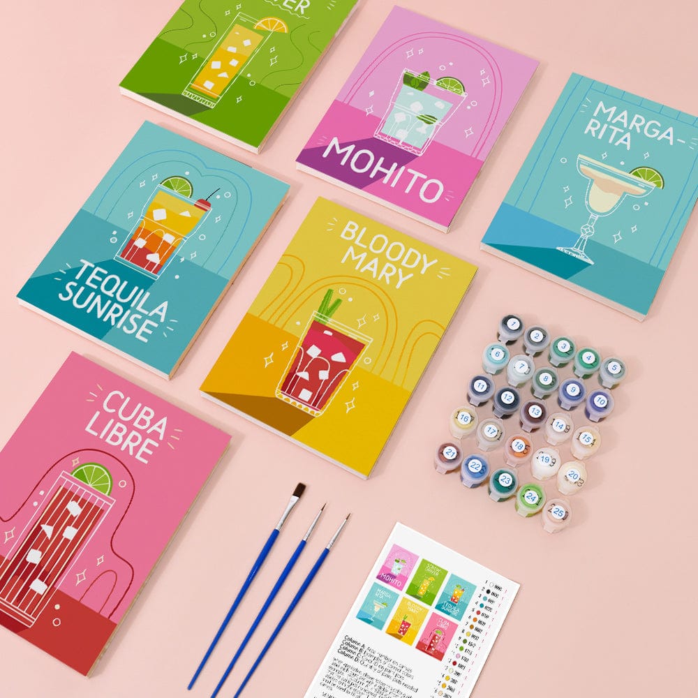 6 Mini Paintings – Pop Cocktail Party Set (5.9” x 7.9” / 15 x 20 cm)