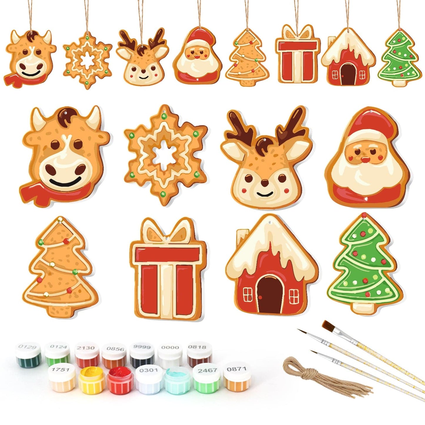 🎄 Christmas Decorations Paint-By-Numbers – 8PCS Holiday Craft Set MBH34