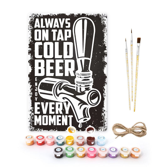 DIYArtCool™ Metal Bar/Posters Art Paint By Numbers- Cold Beer On Tap #07 (20x30cm /7.8"x11.8"）
