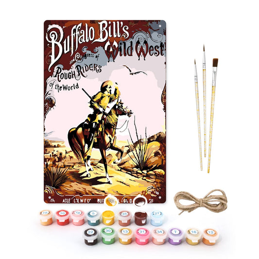 DIYArtCool™ Metal Bar/Posters Art Paint By Numbers- Buffalo Bill's Wild West #22 (20x30cm /7.8"x11.8"）