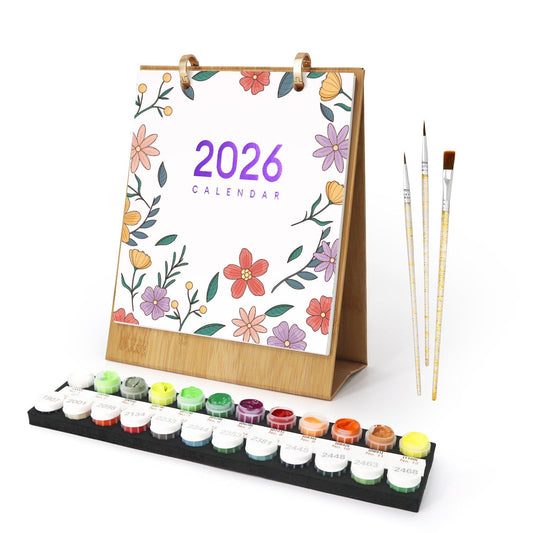2026 Desk Calendar Series –  Flowers /Paint by Numbers(18.2cm x 22.5cm)