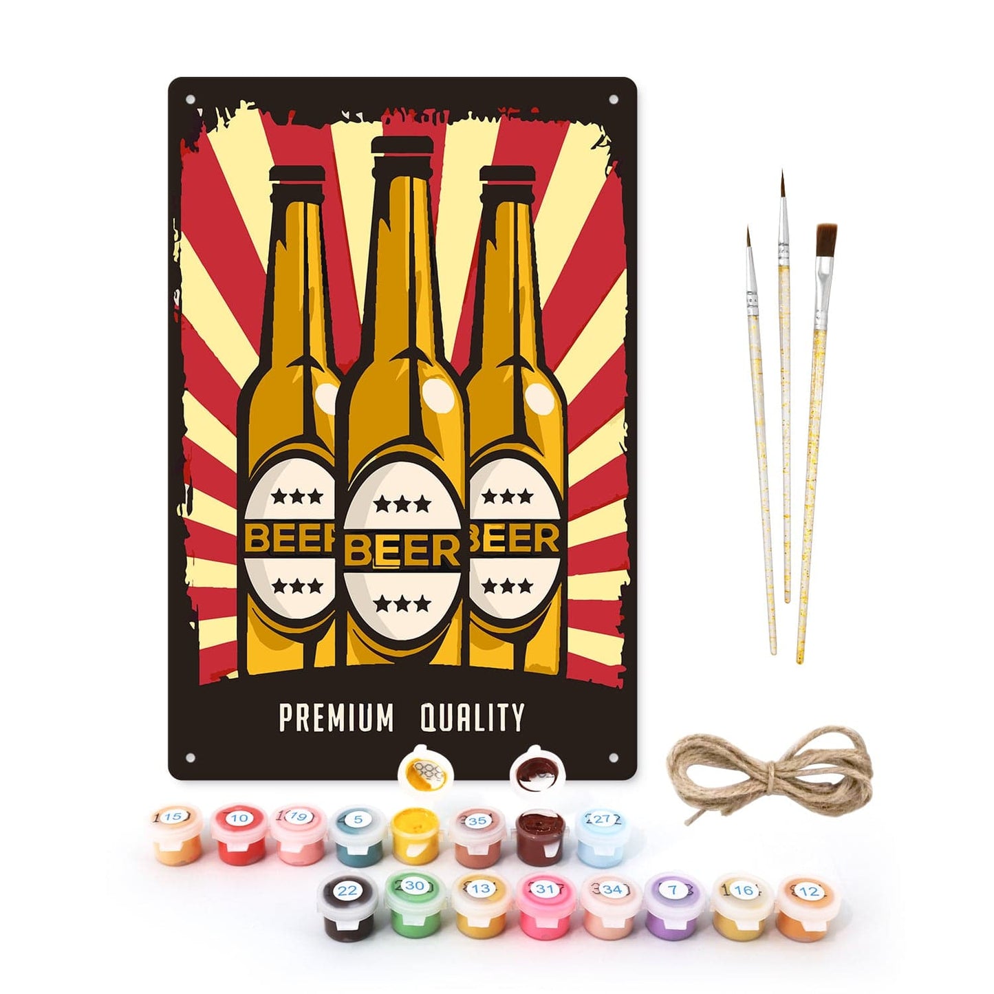 DIYArtCool™ Metal Bar/Posters Art Paint By Numbers- Premium Beer Trio #2 (20x30cm /7.8"x11.8"）