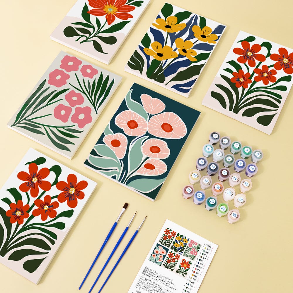 6 Mini Paintings – Botanical Rhythm Set (5.9” x 7.9” / 15 x 20 cm)