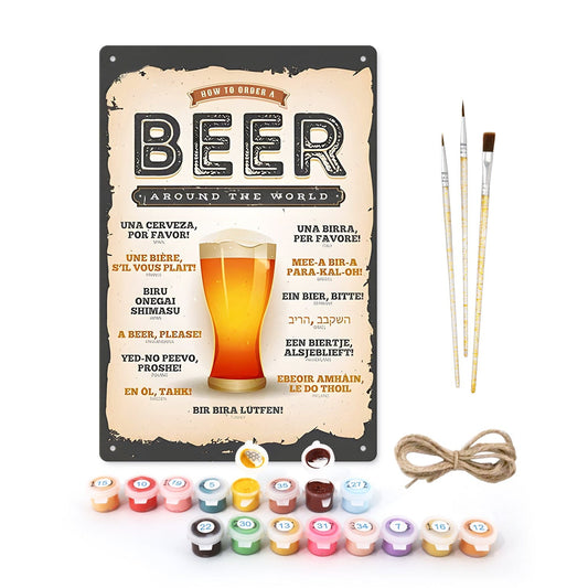 DIYArtCool™ Metal Bar/Posters Art Paint By Numbers- Beer Please! #01（20x30cm /7.8"x11.8"）
