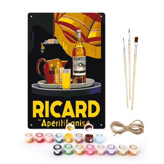 DIYArtCool™ Metal Bar/Posters Art Paint By Numbers- Ricard Moment #19 (20x30cm /7.8"x11.8"）
