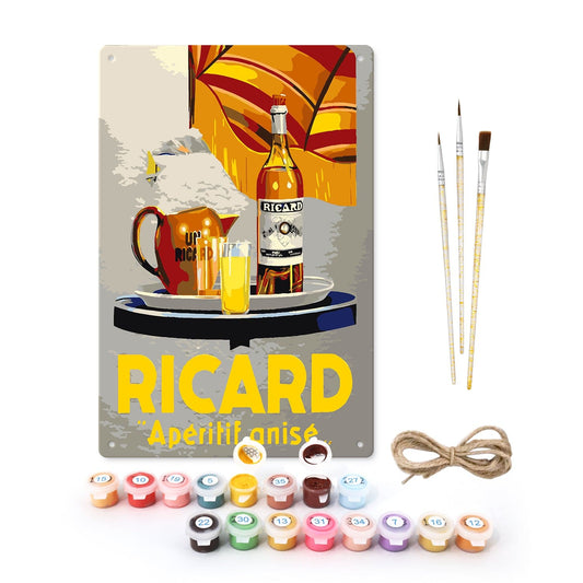 DIYArtCool™ Metal Bar/Posters Art Paint By Numbers- Ricard Apéritif Anisé #17 (20x30cm /7.8"x11.8"）