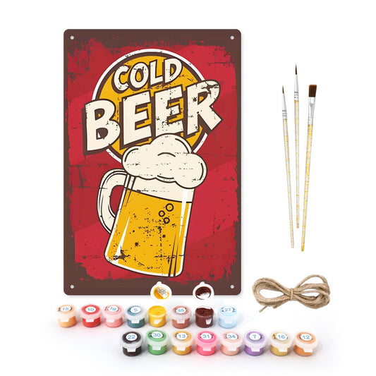 DIYArtCool™ Metal Bar/Posters Art Paint By Numbers- Cold Beer Classic  #06(20x30cm /7.8"x11.8"）