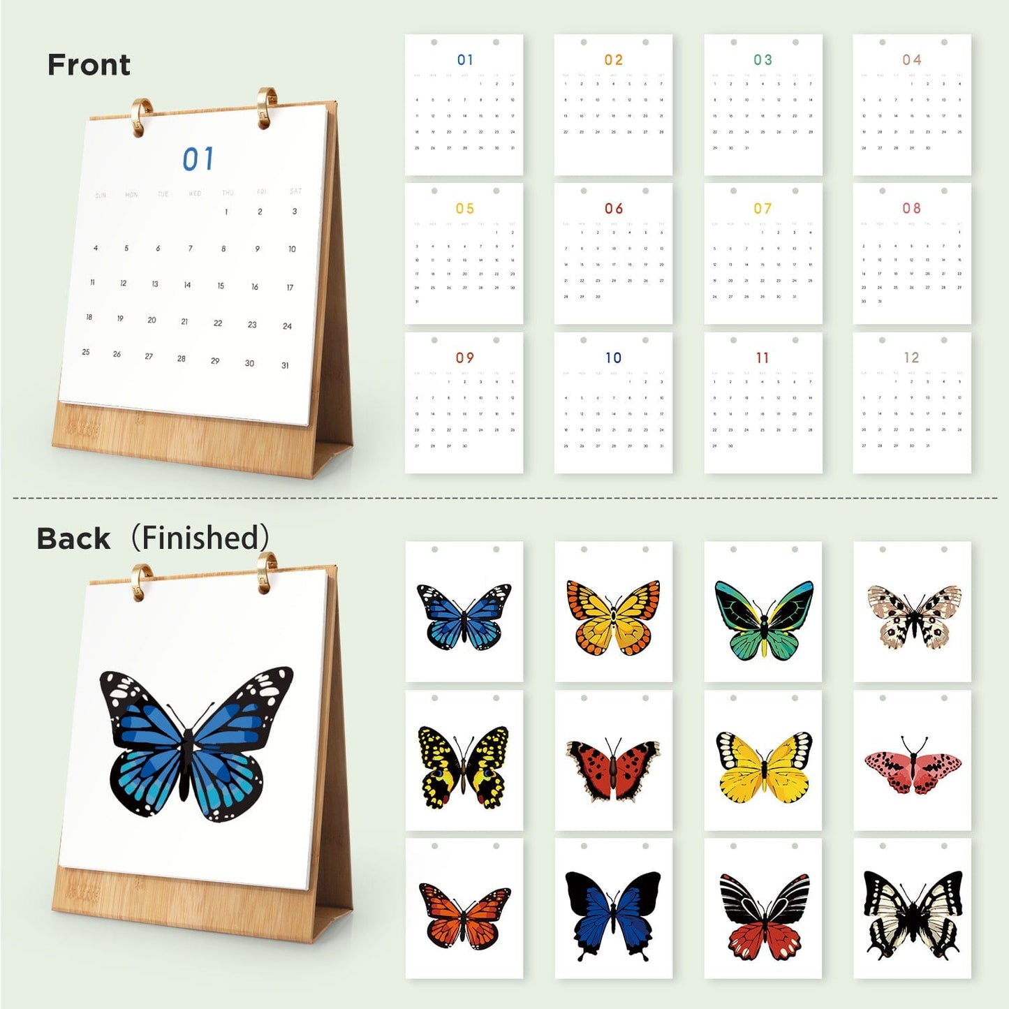 2026 Desk Calendar Series – Butterflies /Paint by Numbers(18.2cm x 22.5cm)