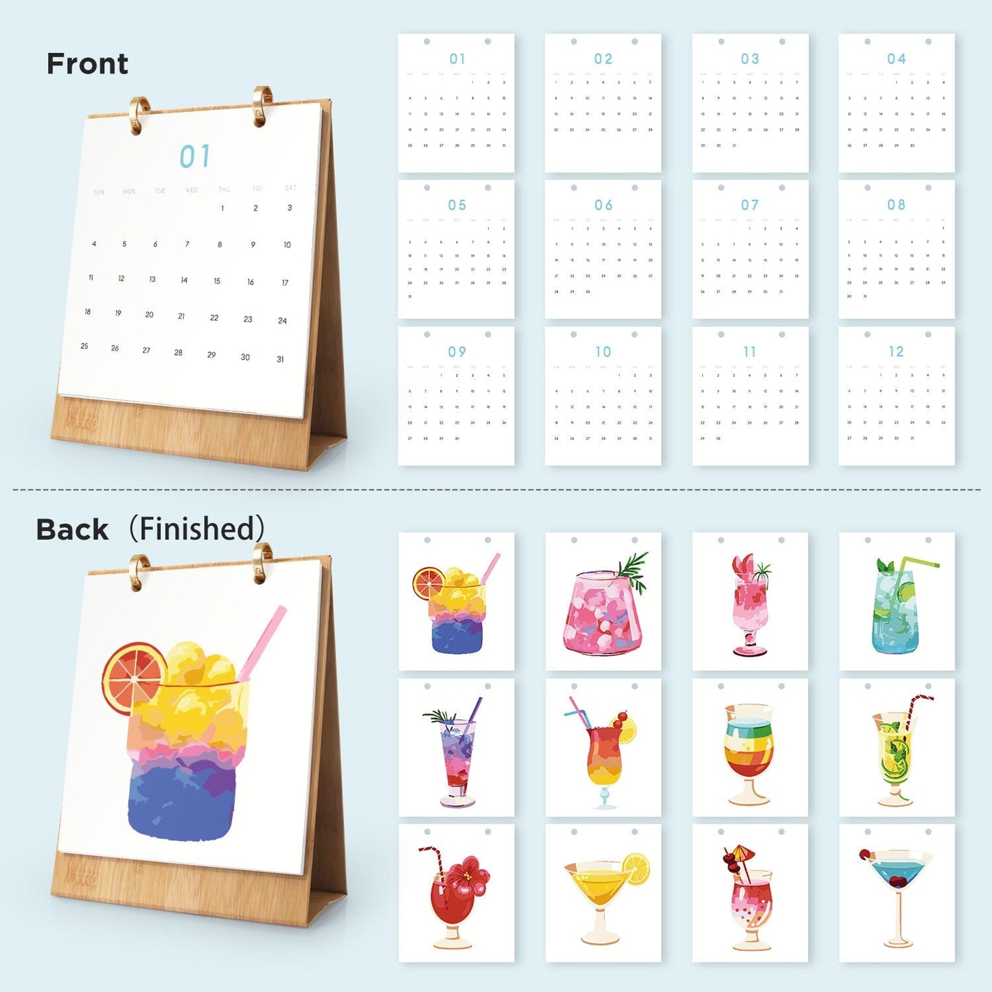 2026 Desk Calendar Series –  Drinks /Paint by Numbers(18.2cm x 22.5cm)