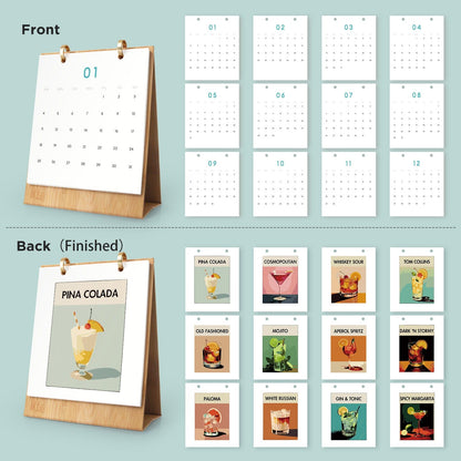 2026 Desk Calendar Series –  Cocktails /Paint by Numbers(18.2cm x 22.5cm)