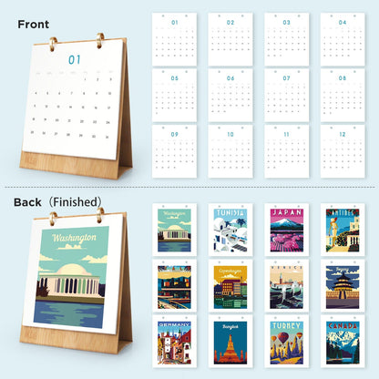 2026 Desk Calendar Series –  Scenic spots /Paint by Numbers(18.2cm x 22.5cm)