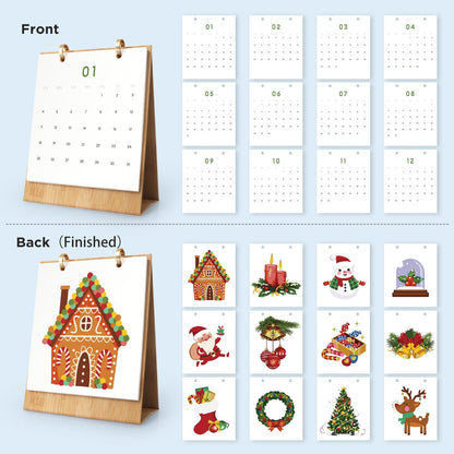 2026 Desk Calendar Series –  Christmas elements /Paint by Numbers(18.2cm x 22.5cm)