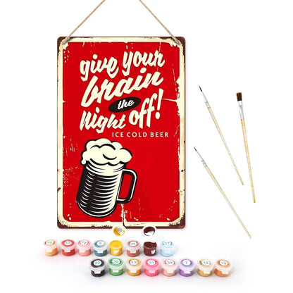 DIYArtCool™ Metal Bar/Posters Art Paint By Numbers- Brain Break Brew #12 (20x30cm /7.8"x11.8"）