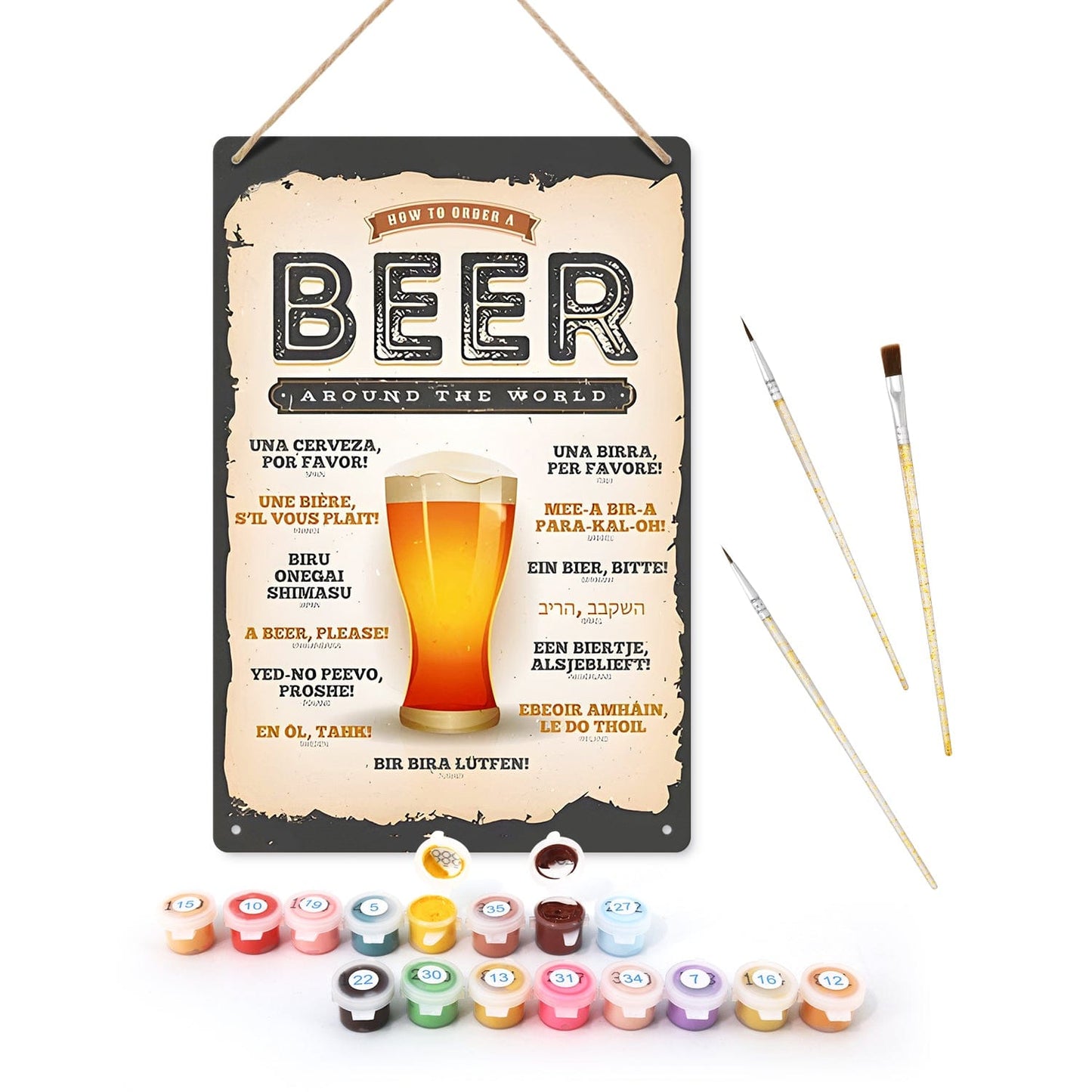DIYArtCool™ Metal Bar/Posters Art Paint By Numbers- Beer Please! #01（20x30cm /7.8"x11.8"）