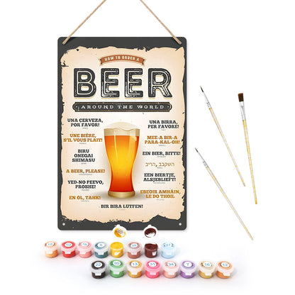DIYArtCool™ Metal Bar/Posters Art Paint By Numbers- Beer Please! #01（20x30cm /7.8"x11.8"）