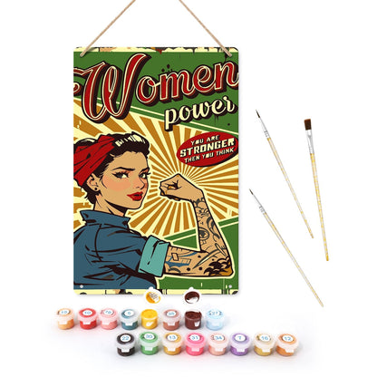 DIYArtCool™ Metal Bar/Posters Art Paint By Numbers- Women Power #20 (20x30cm /7.8"x11.8"）