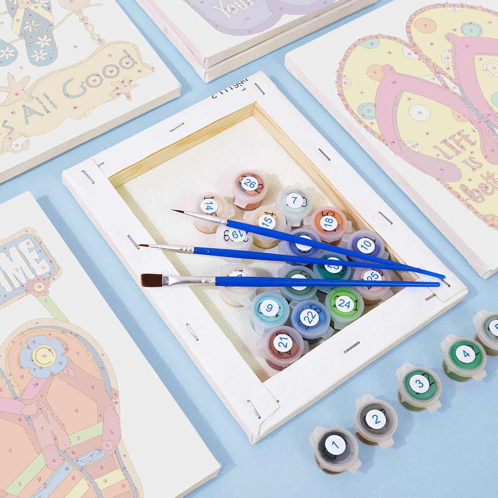 6 Mini Paintings – Flip-Flop Summer Fun Set (5.9” x 7.9” / 15 x 20 cm)