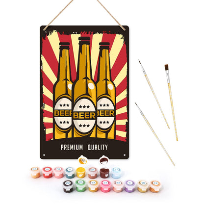 DIYArtCool™ Metal Bar/Posters Art Paint By Numbers- Premium Beer Trio #2 (20x30cm /7.8"x11.8"）