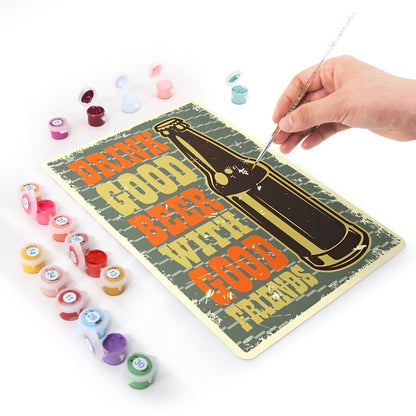 DIYArtCool™ Metal Bar/Posters Art Paint By Numbers- Good Beer & Great Company #11 (20x30cm /7.8"x11.8"）