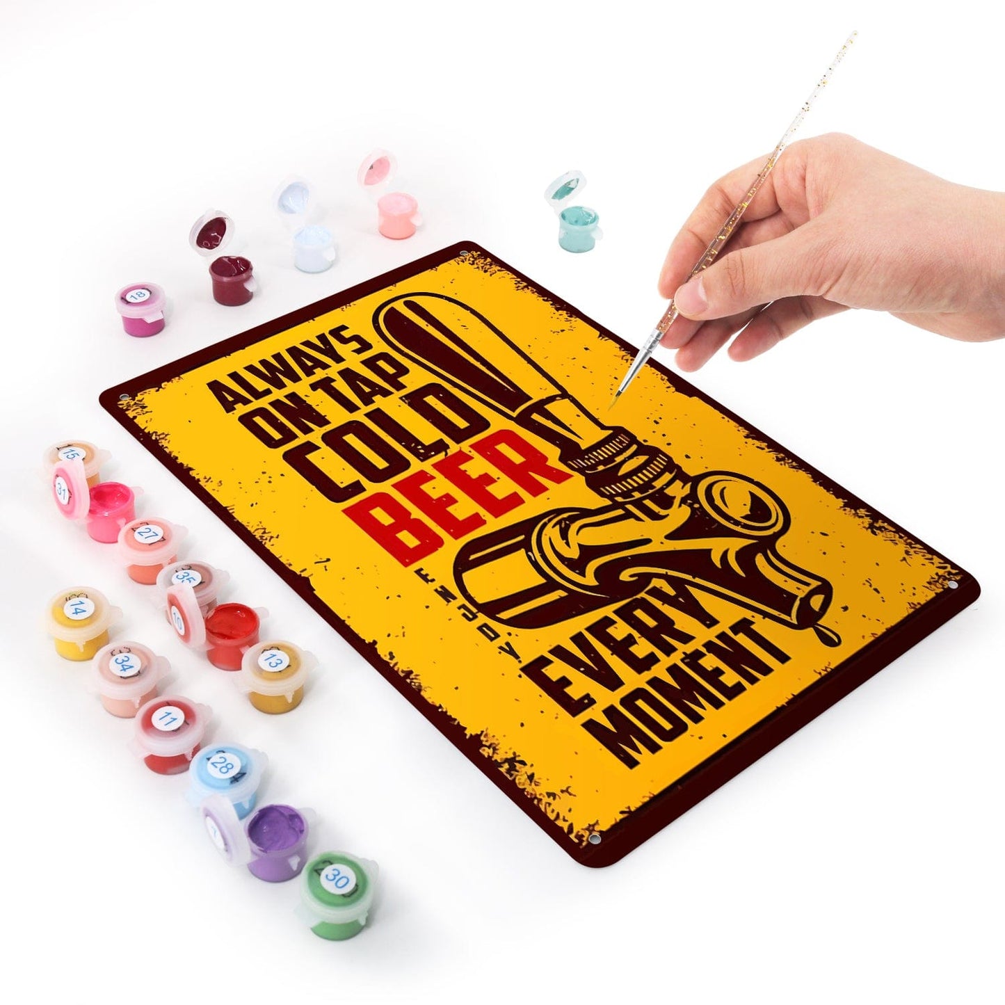 DIYArtCool™ Metal Bar/Posters Art Paint By Numbers- On Tap Cold Bee #04 (20x30cm /7.8"x11.8"）
