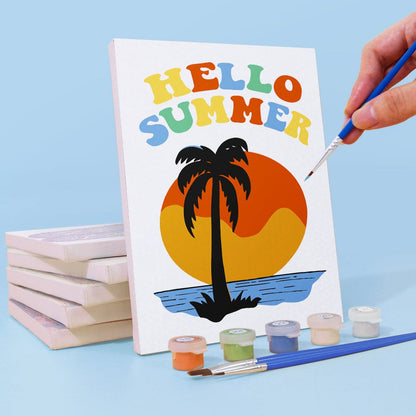 6 Mini Paintings – Retro Summer Vibes Set (5.9” x 7.9” / 15 x 20 cm)