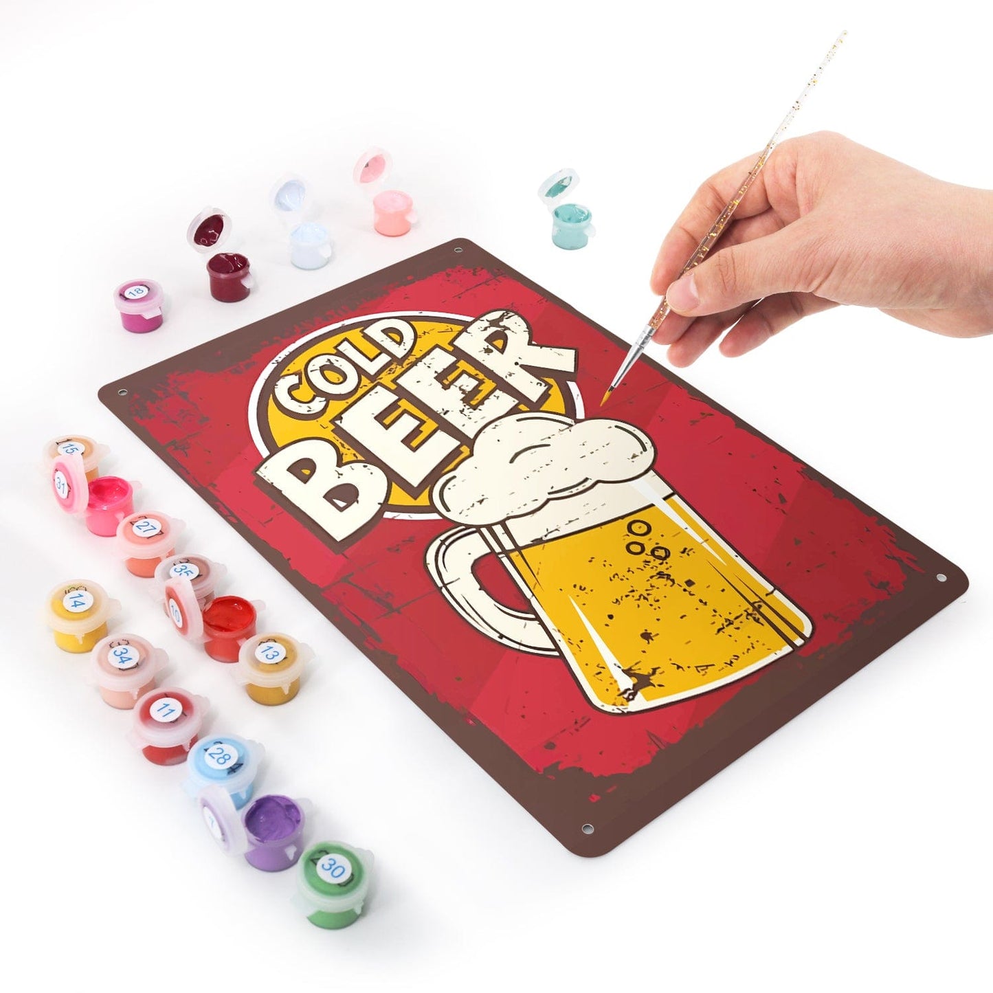 DIYArtCool™ Metal Bar/Posters Art Paint By Numbers- Cold Beer Classic  #06(20x30cm /7.8"x11.8"）