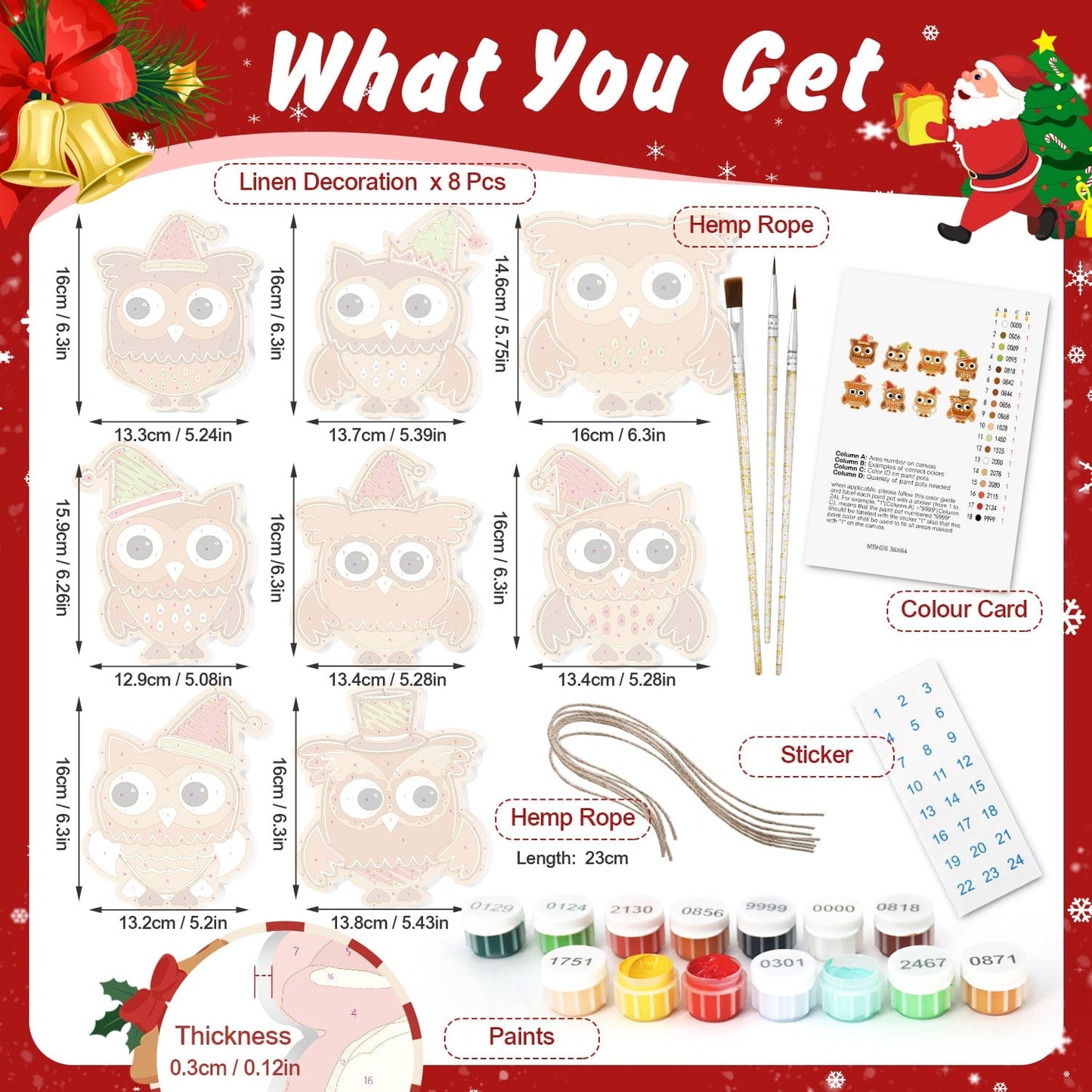 🎄 Christmas Decorations Paint-By-Numbers – 8PCS Holiday Craft Set MBH26