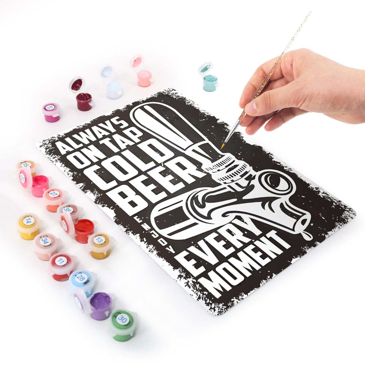 DIYArtCool™ Metal Bar/Posters Art Paint By Numbers- Cold Beer On Tap #07 (20x30cm /7.8"x11.8"）