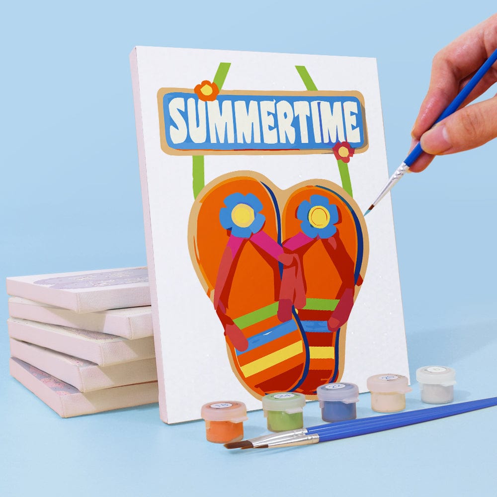 6 Mini Paintings – Flip-Flop Summer Fun Set (5.9” x 7.9” / 15 x 20 cm)