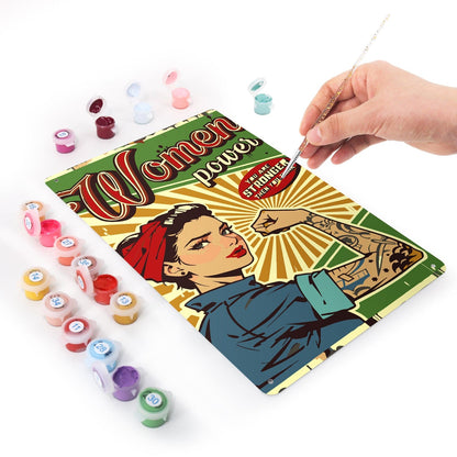 DIYArtCool™ Metal Bar/Posters Art Paint By Numbers- Women Power #20 (20x30cm /7.8"x11.8"）