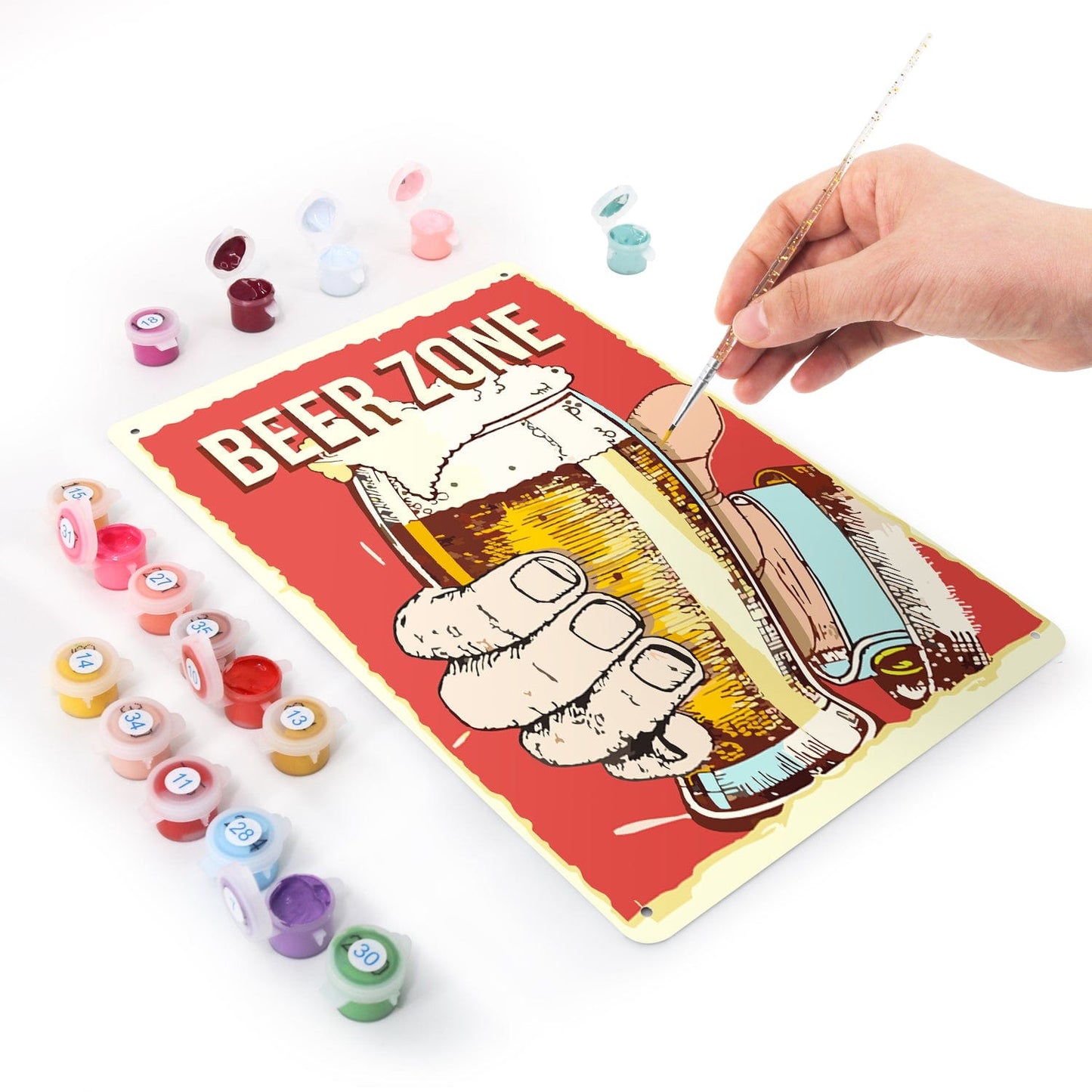 DIYArtCool™ Metal Bar/Posters Art Paint By Numbers- Beer Zone Cheers #03 (20x30cm /7.8"x11.8"）