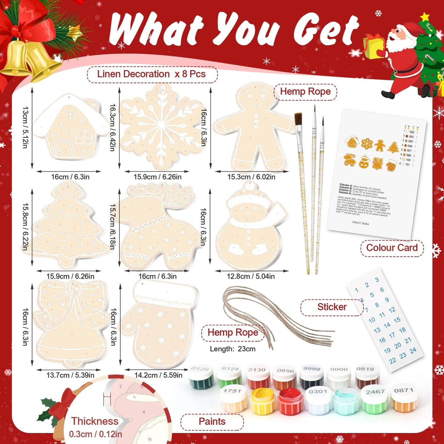 🎄 Christmas Decorations Paint-By-Numbers – 8PCS Holiday Craft Set MBH27