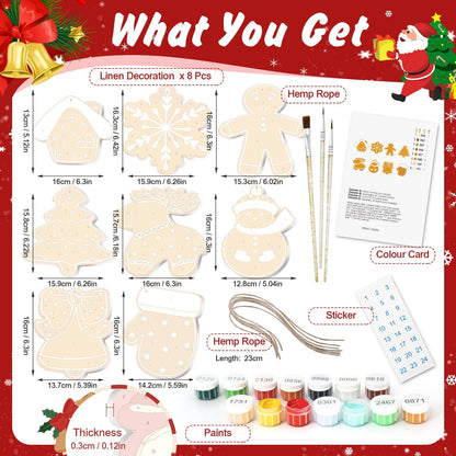 🎄 Christmas Decorations Paint-By-Numbers – 8PCS Holiday Craft Set MBH27