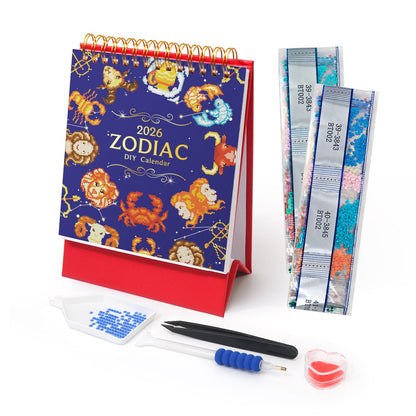 DIYArtCool™ 2026 Desk Calendar Series – Zodiac Spark /Diamond Painting(19cm x 13.2cm)