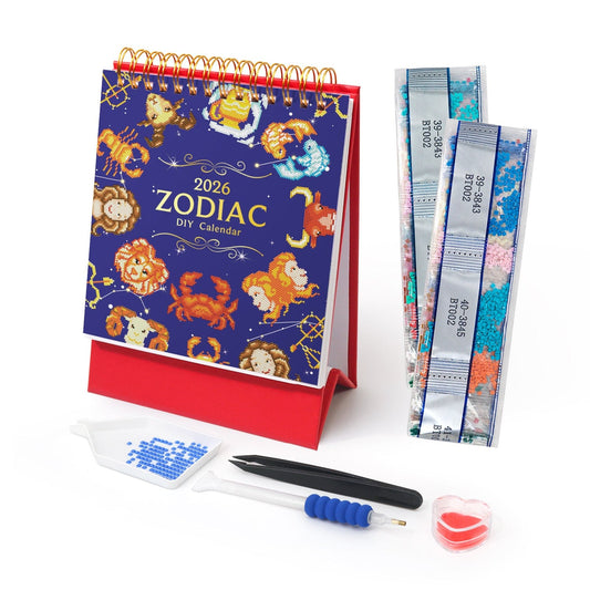 DIYArtCool™ 2026 Desk Calendar Series – Zodiac Spark /Diamond Painting(19cm x 13.2cm)