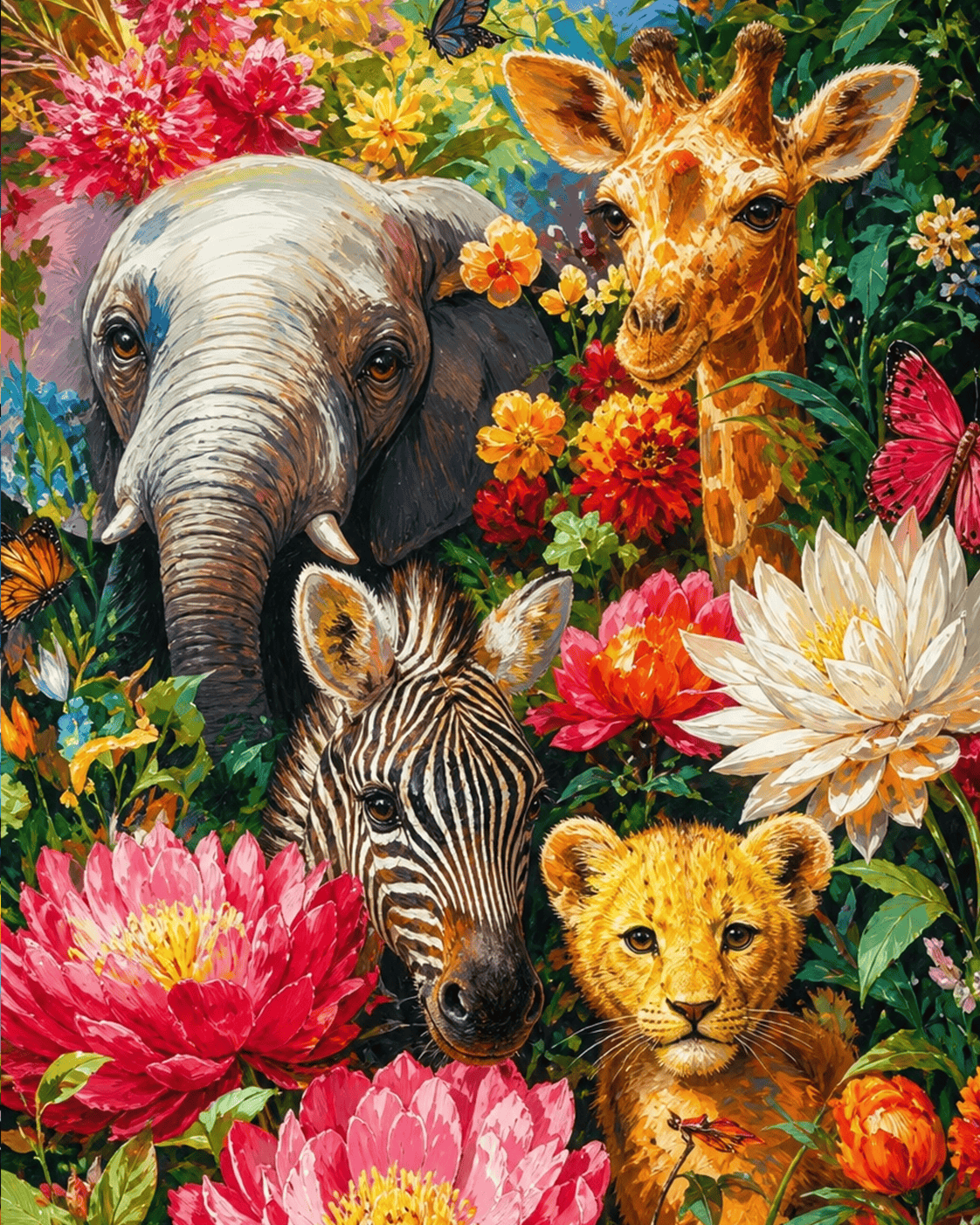 DIYArtCool™ Paint By Numbers Collection(16"x20") - Safari Blooms