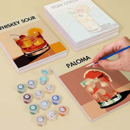 6 Mini Paintings – Sip & Paint Cocktail Set (5.9” x 7.9” / 15 x 20 cm)