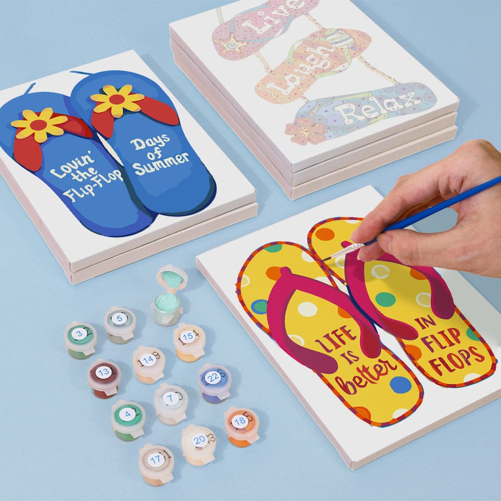 6 Mini Paintings – Flip-Flop Summer Fun Set (5.9” x 7.9” / 15 x 20 cm)