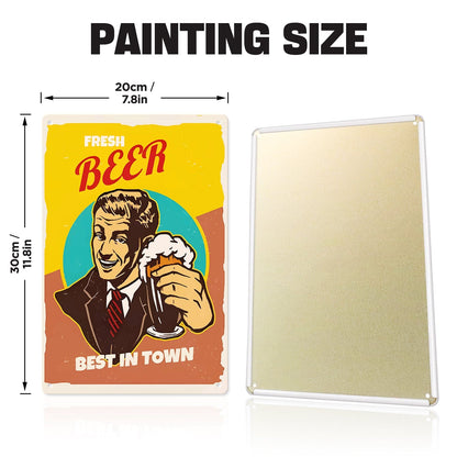 DIYArtCool™ Metal Bar/Posters Art Paint By Numbers- Fresh Beer, Best in Town #05 (20x30cm /7.8"x11.8"）
