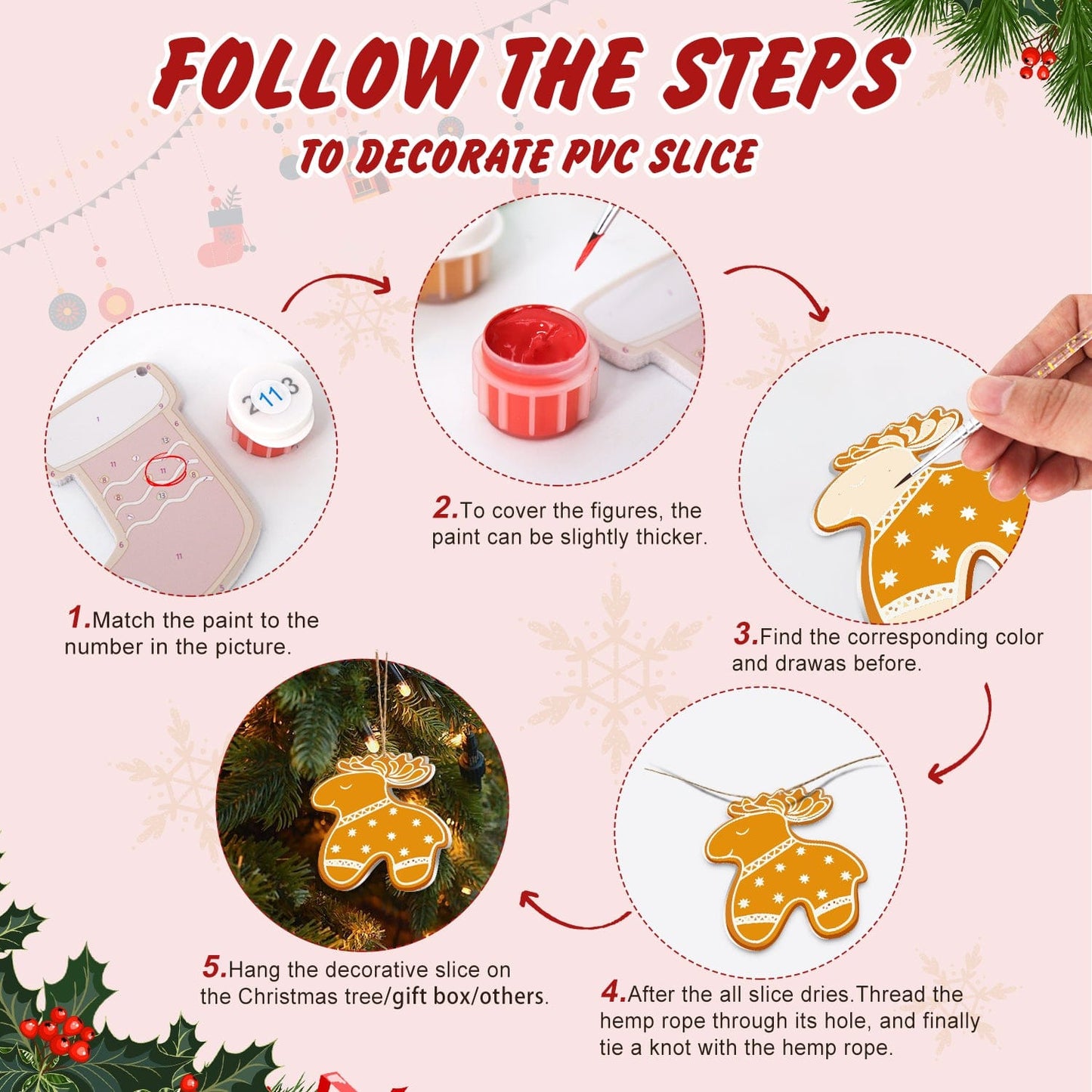 🎄 Christmas Decorations Paint-By-Numbers – 8PCS Holiday Craft Set MBH27