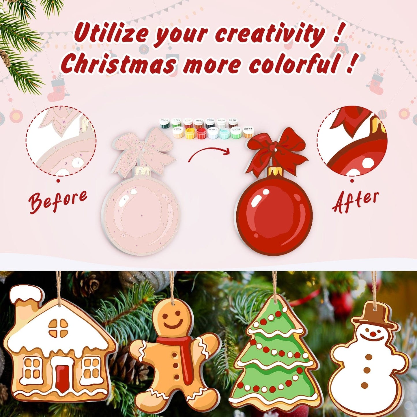 🎄Christmas Decorations Paint-By-Numbers – 8PCS Holiday Craft Set MBH23