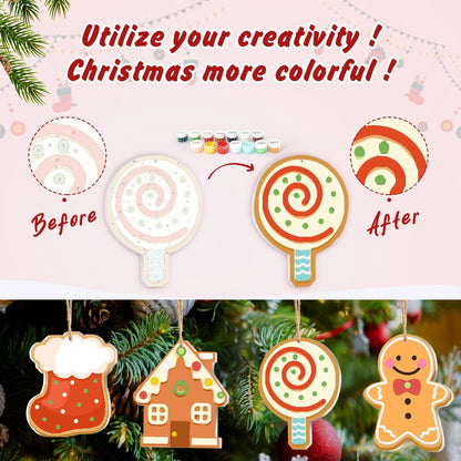 🎄Christmas Decorations Paint-By-Numbers – 8PCS Holiday Craft Set MBH38