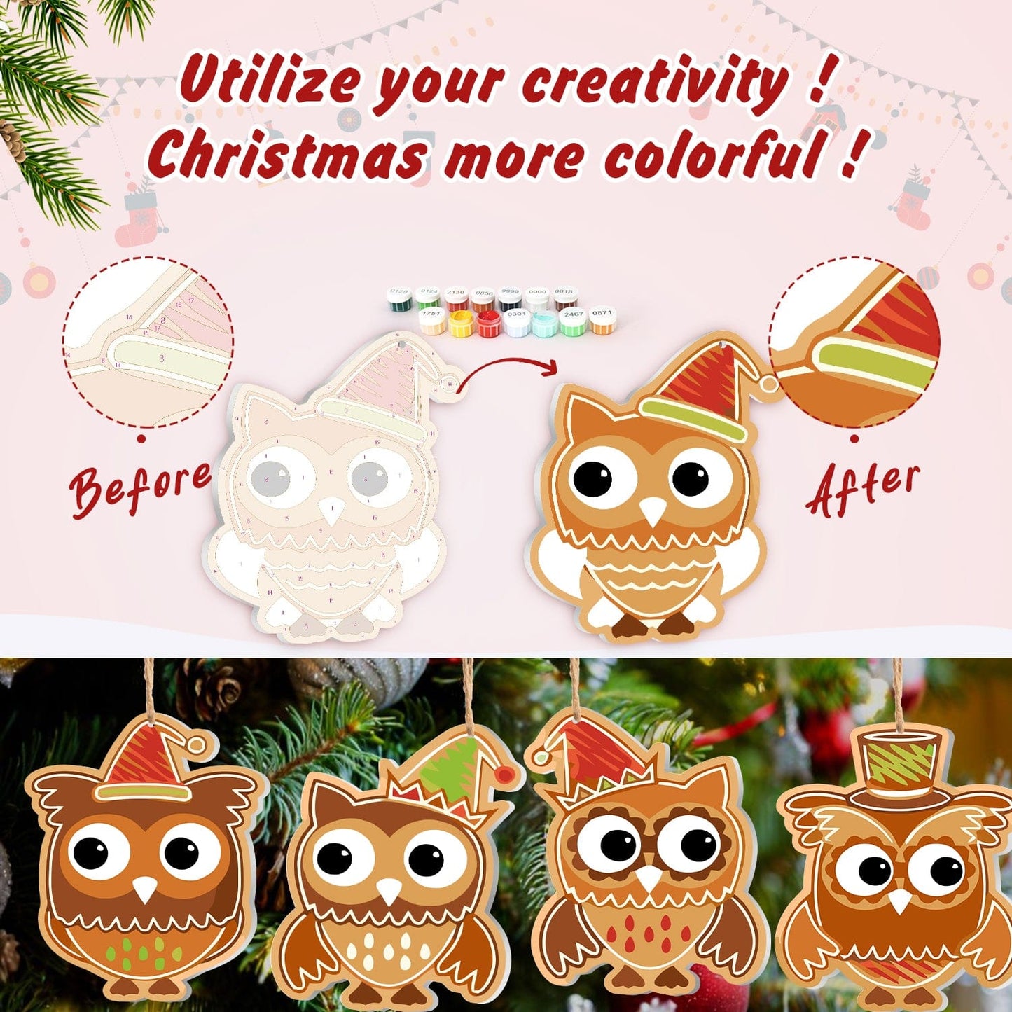 🎄 Christmas Decorations Paint-By-Numbers – 8PCS Holiday Craft Set MBH26