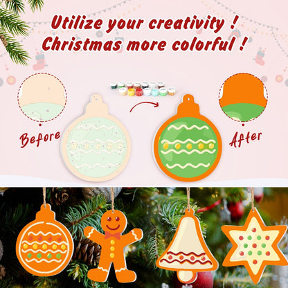 🎄Christmas Decorations Paint-By-Numbers – 8PCS Holiday Craft Set MBH40